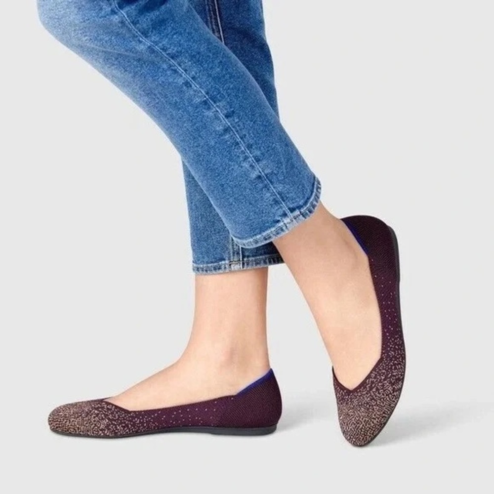 Rothy’s Eggplant Metallic The Flat, ballet flats, Women’s Size 8.5, dark brown
